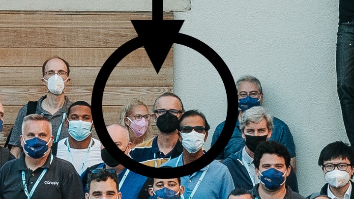 Zoomed in picture on the speaker from DjangoCon US 2022 in San Diego