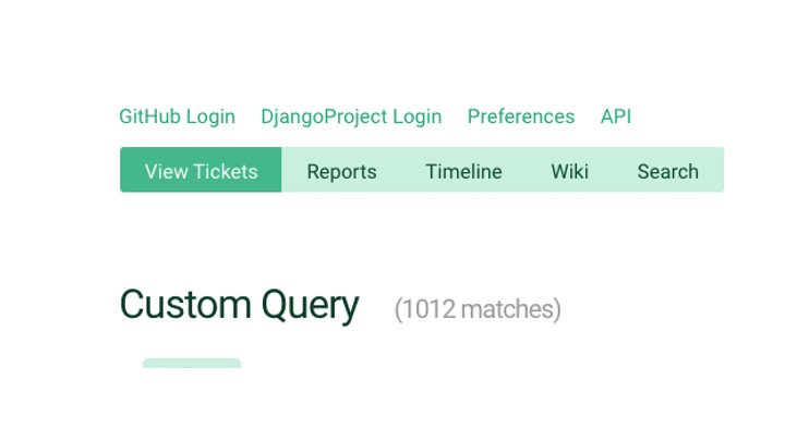 A screenshot from Trac showing the number of open issues in Django